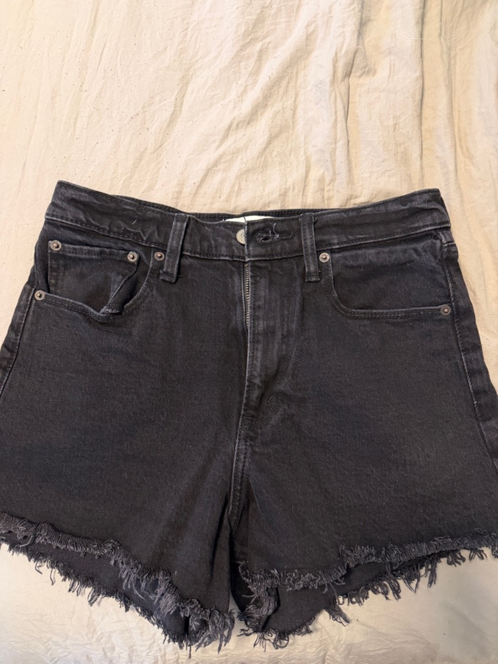 Abercrombie & Fitch Black Frayed Hem Denim Shorts